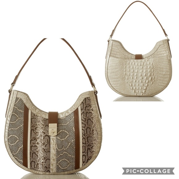 SALE💥💥NEW BRAHMIN BETHANY LIMESTONE OLETA SHOULDER‎ BAG CROC-EMBOSSED SATCHEL - Picture 7 of 9